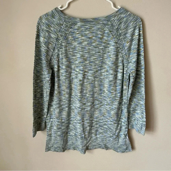 Talbots Raglan V-Neck High Low Sweater Space Dye Blue Green Size Medium - Picture 6 of 7